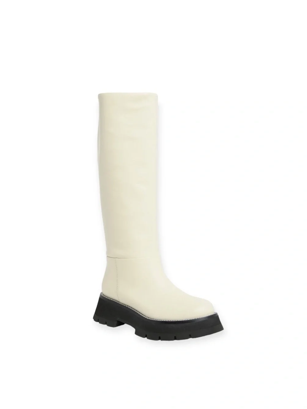 NEW 3.1 Phillip Lim Kate Lug Sole Knee High Boots in Bone/Black, Size 38.5
